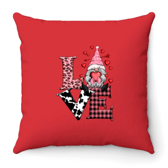 Gnomes Valentines Revelin, Valentines Retro Throw Pillows