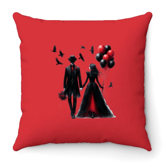 Black Gnomes Valentines Day Throw Pillows