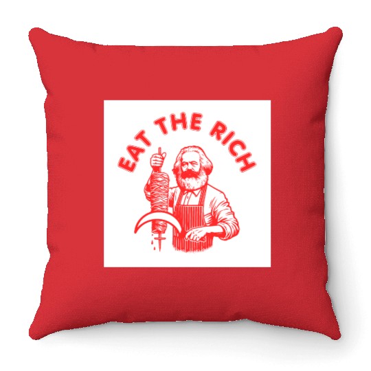 Eat the rich Karl Marx Eat Doner Kebab Rich Throw Pillows