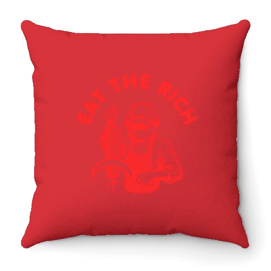 Eat the rich Karl Marx Eat Doner Kebab Rich Throw Pillows