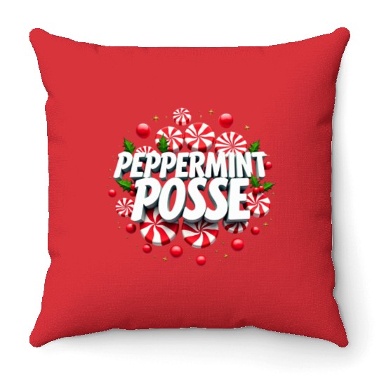 Peppermint Posse Throw Pillows
