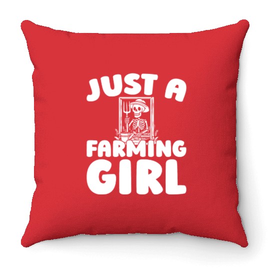 Farming Farmer Just A Farming Girl Throw Pillows