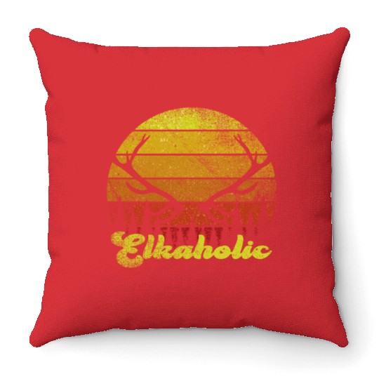 Elk Hunting Elkaholic Hunters Throw Pillows