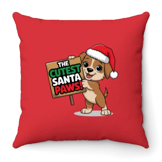 Cutest Santa Paws Throw Pillows