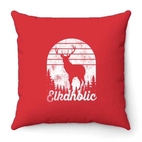 Elk Hunting Elkaholic Hunters Throw Pillows