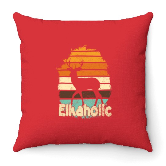 Elk Hunting Elkaholic Hunters Throw Pillows