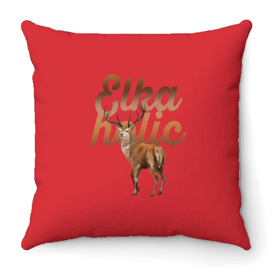 Elk Hunting Elkaholic Hunters Throw Pillows