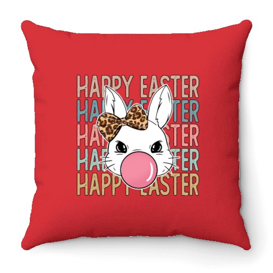 Happy Easter Bunny, Easter Day Throw Pillows