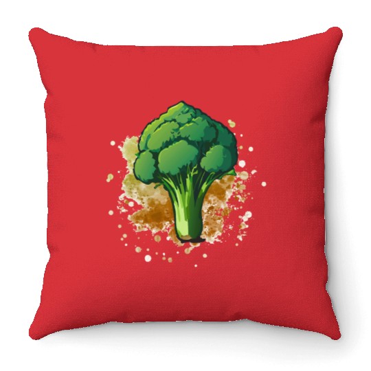 Vegetarian Vegan Broccoli Throw Pillows