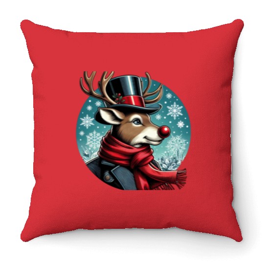 Vintage Red-Nosed Reindeer: Perfect For Christmas Throw Pillows