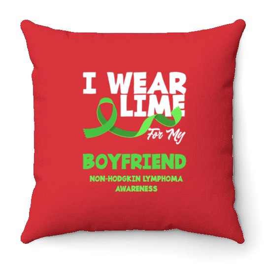 Non-Hodgkin Lymphoma Awareness Wear Lime Boyfriend Throw Pillows