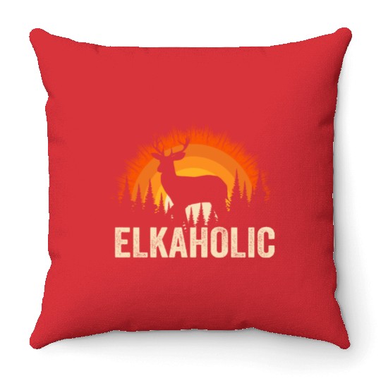 Elk Hunting Elkaholic Hunters Throw Pillows