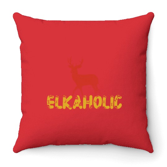 Elk Hunting Elkaholic Hunters Throw Pillows