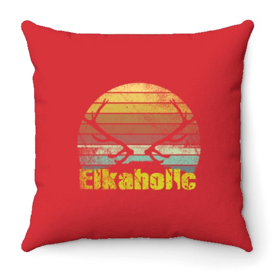 Elk Hunting Elkaholic Hunters Throw Pillows