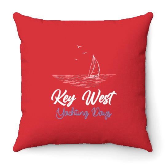 KEY-WEST FLORIDA YACHTING DAYS Sailing Outfit Throw Pillows