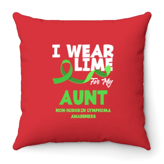Non-Hodgkin Lymphoma Awareness Wear Lime Aunt Throw Pillows