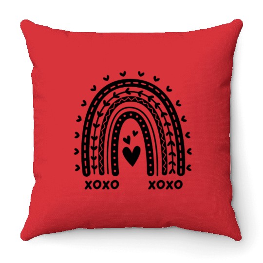 Rainbow Heart Design Throw Pillows