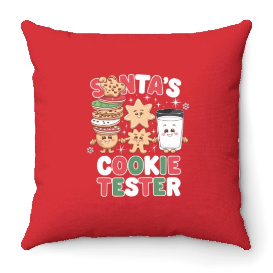 Santa s Cookie Tester Throw Pillows
