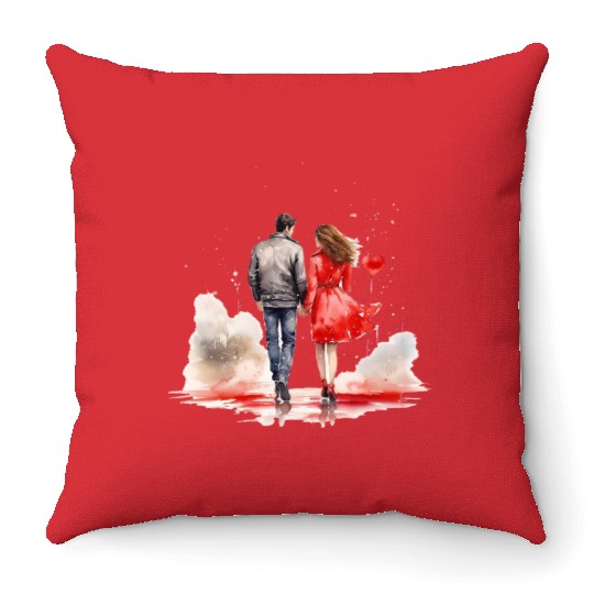 Valentines Retro, Happy Valentine Day Throw Pillows