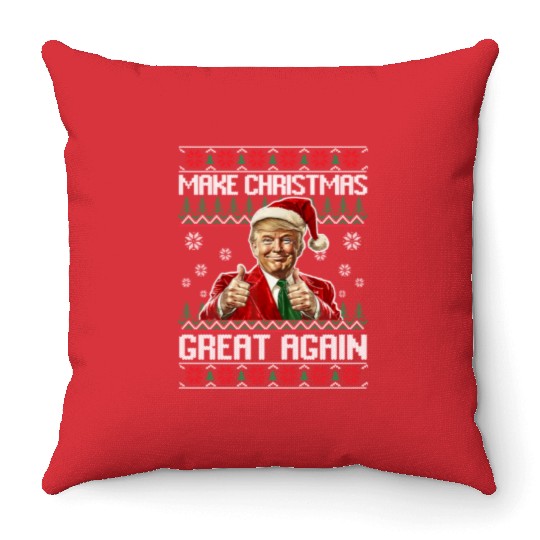 Make Christmas Great Again Xmas Funny Trump Throw Pillows