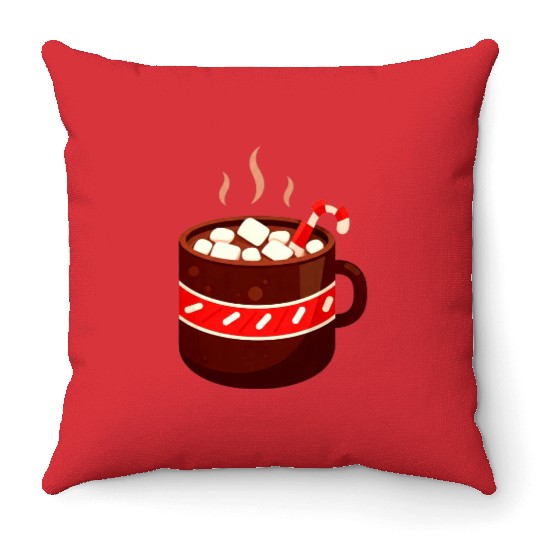 Cozy Hot Chocolate Mug Design Throw Pillows