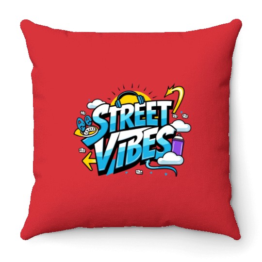 Street Vibes Throw Pillows: Urban Art & Youth Energy