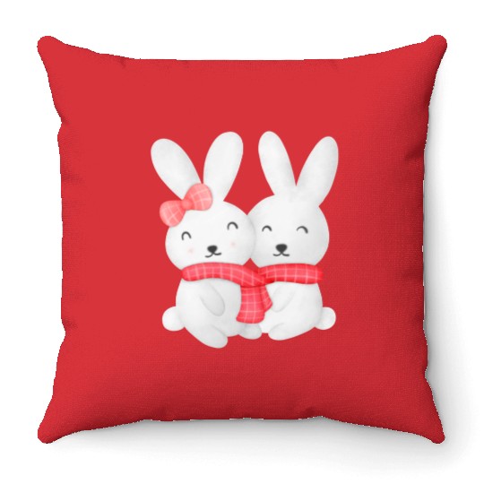 Valentine Rabbit Throw Pillows
