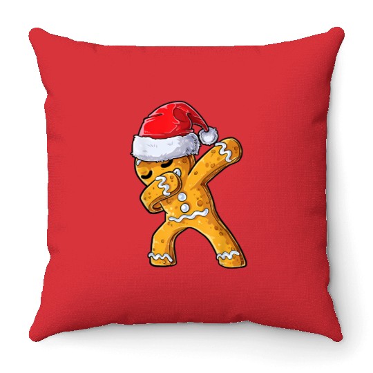 Dabbing Gingerbread Santa Christmas Xmas Cookie Throw Pillows