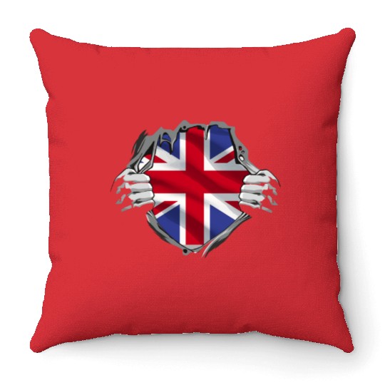 Union Jack Ripped Style UK Pride Throw Pillows