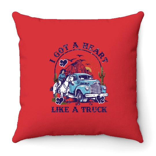 I Got A Heart Like A Truck Throw Pillows