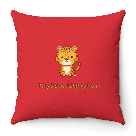 Tiny Paws Mighty Roar Jaguar Throw Pillows