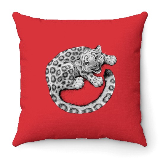 Snow Leopard Cub Throw Pillows