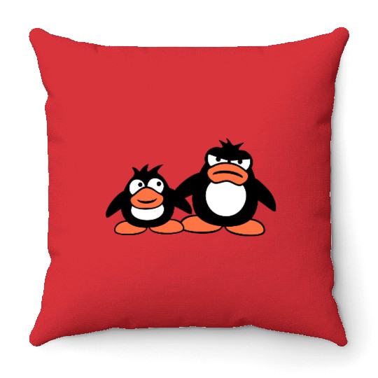Penguin Two Friends 2 Team Big Brother Angry Crew Throw Pillows