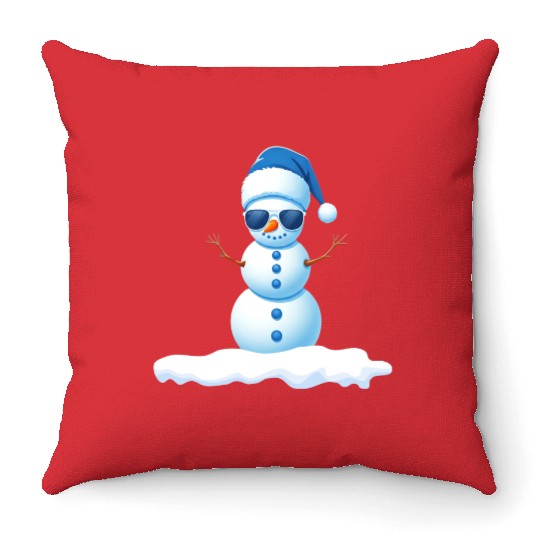Cute Little Cool Snowman Throw Pillows