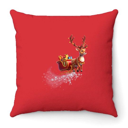 Flying Reindeer Throw Pillows
