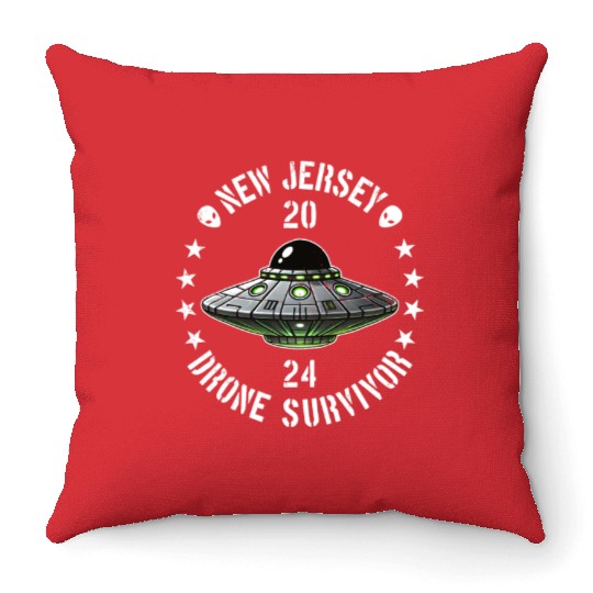 New Jersey Drone Survivor | NJ Drones Aliens UAPs Throw Pillows