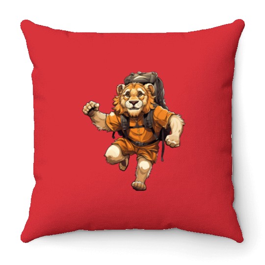Lion Hiking / Mountaineering Lion Throw Pillows