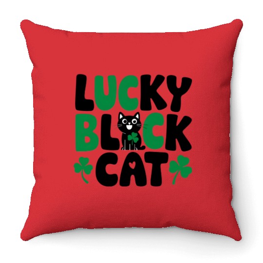 Black Cat Lover Designs Throw Pillows
