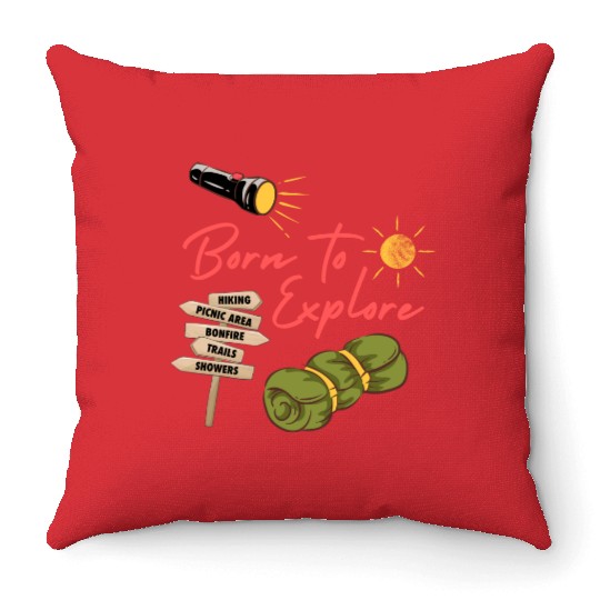 Classic Born To Explore Throw Pillows