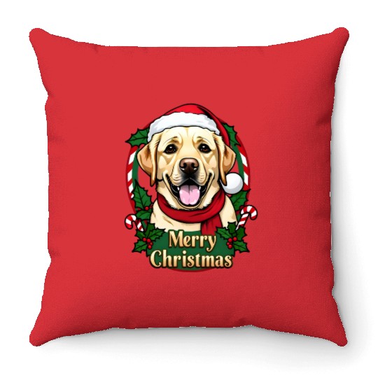 Festive Labrador Christmas Design Throw Pillows