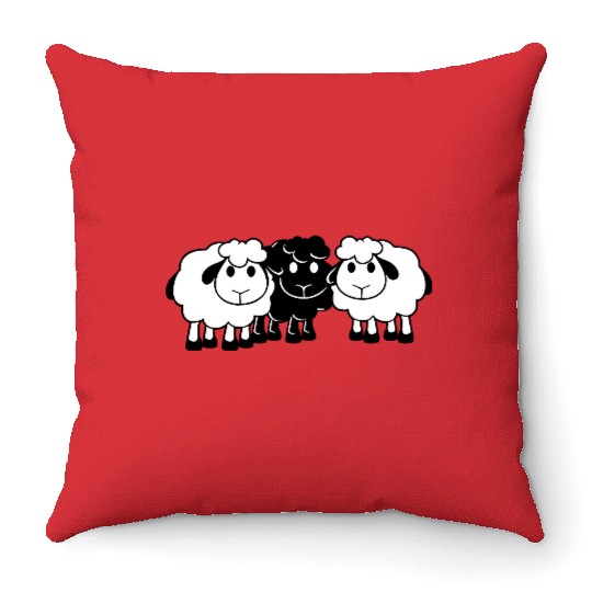 Black Sheep 3 Small Friends Team Crew Sheep Cute Throw Pillows