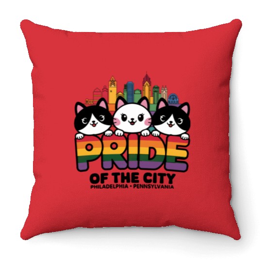 Pride of Philadelphia City Pennsylvania USA Rainbo Throw Pillows