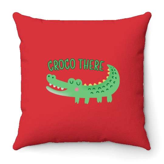 Croco There Cello There Hello There Crocodile Meme Throw Pillows