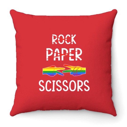 LGBTQ Lesbian Rock Paper Scissors Throw Pillows