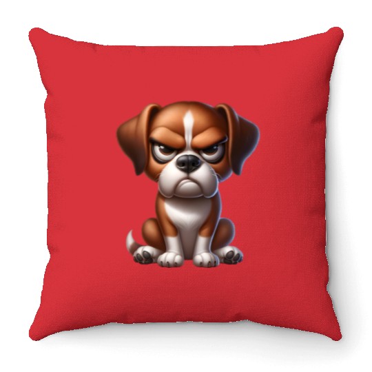 Grumpy Patriotic Dog – Funny Pet Lover Design Throw Pillows