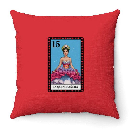 Lotería Quinceañera, Mis XV Hispanic Birthday Throw Pillows