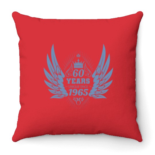 60 Years Unique Angel Wings Crown Throw Pillows