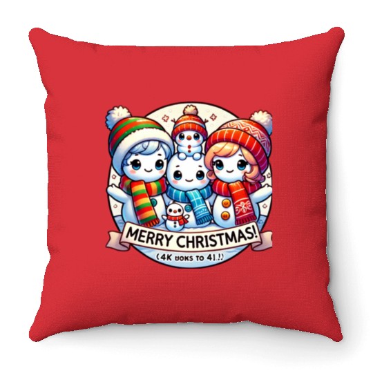 Cute Snowman Family Christmas Delight Throw Pillows