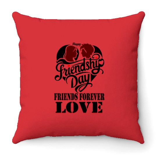 happy friendship day friends forever love Throw Pillows
