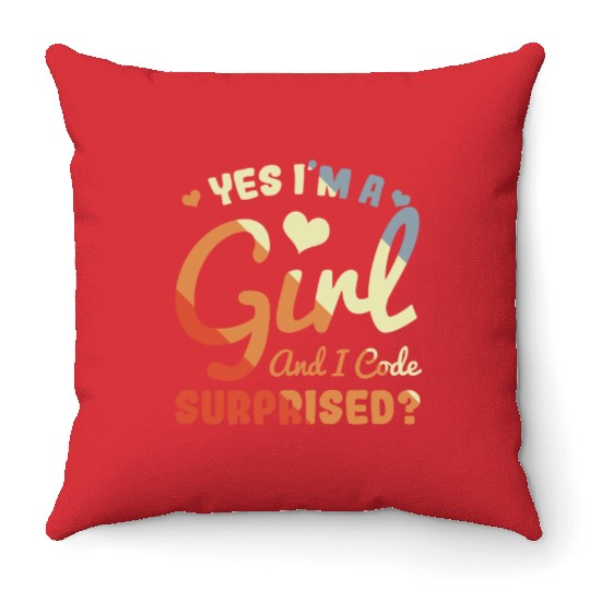 Programmer Girl Throw Pillows